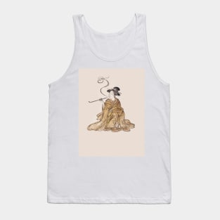 Oriental Fung Shui Japanese Smoking Lady Tank Top